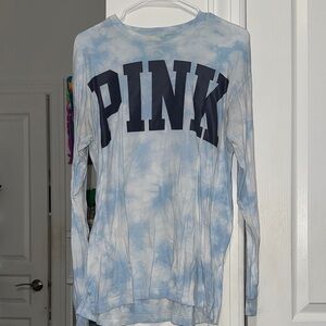 VS PInk Blue Tie-Dye Long Sleeve Shirt